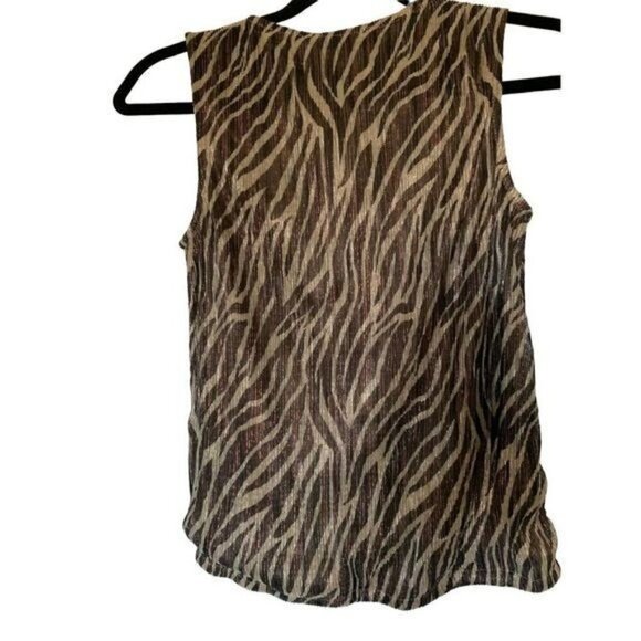 ANTHROPOLOGIE Eri + Ali Kasi Shimmer Top Zebra Print Sz XS NWT Ret $68 - Picture 10 of 15